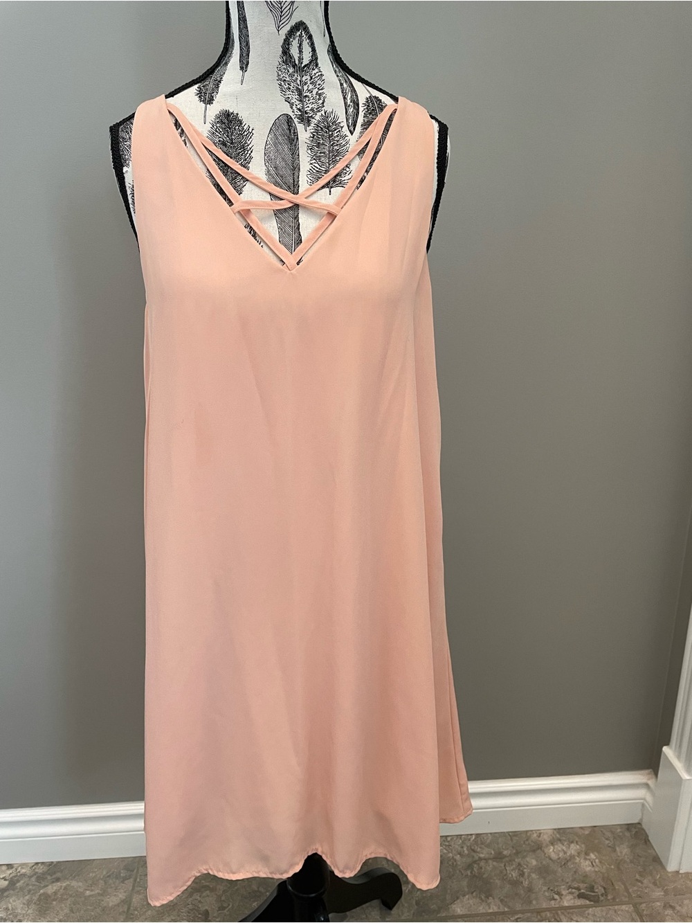 HYFVE Peach Sleeveless Dress with Crisscross Detail